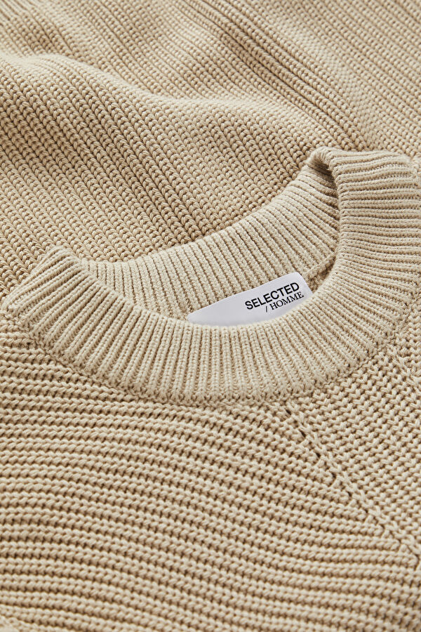 Cream Organic Cotton Knit Men's Sweater 3