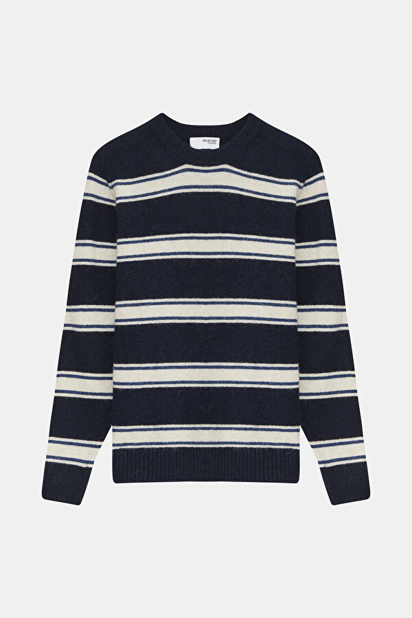 Navy Striped Knit Men's Sweater