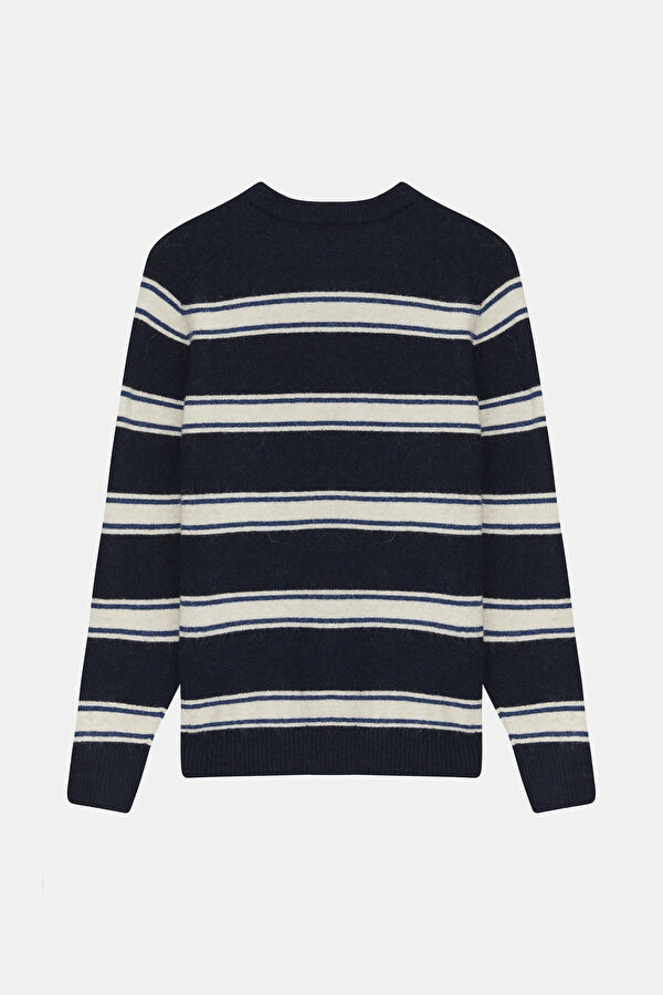 Navy Striped Knit Men's Sweater 2