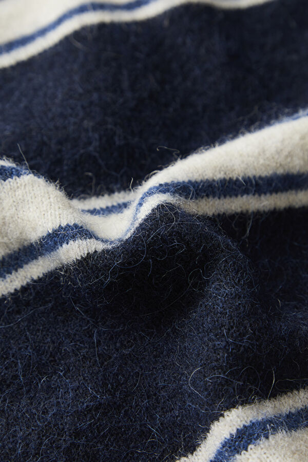 Navy Striped Knit Men's Sweater 4