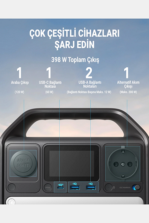 521 PowerHouse 256W Taşınabilir Şarj İstasyonu 3