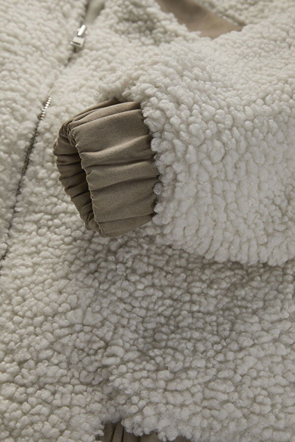Krem Sherpa Kadın Mont 5