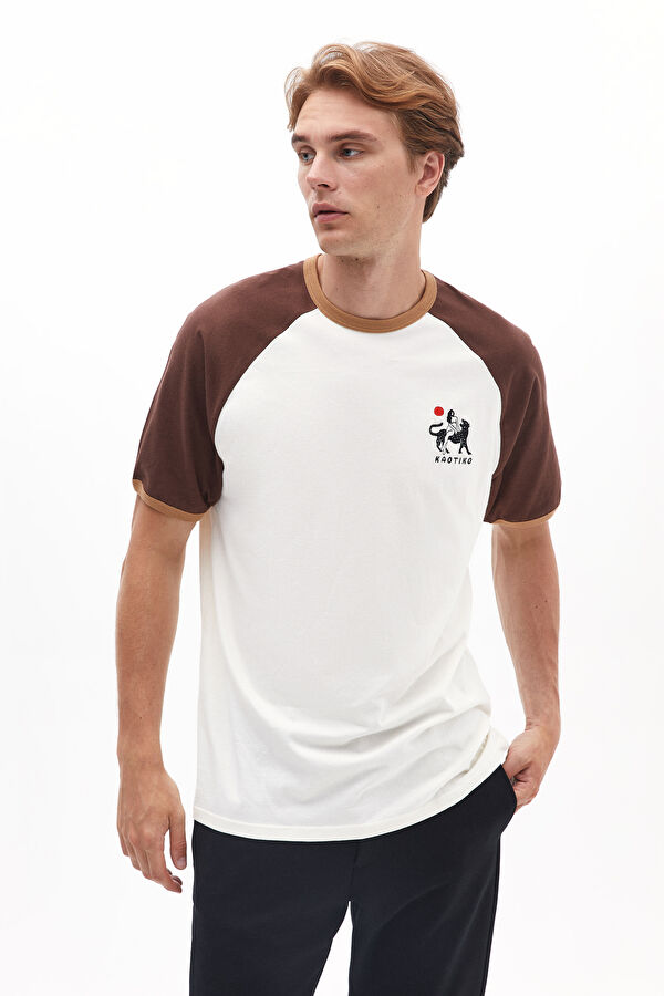 Relax Kalıp Kahve Bisiklet Yaka T-Shirt