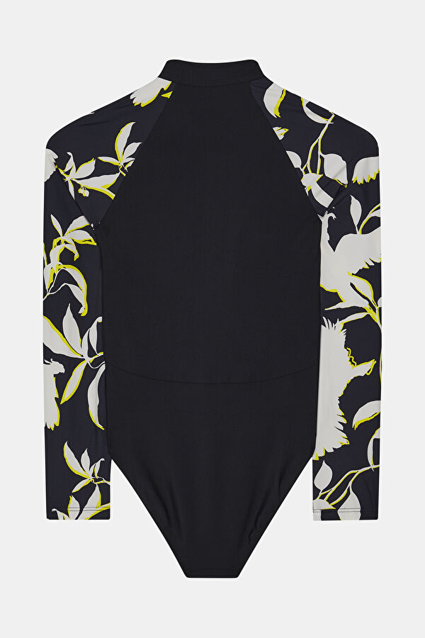Hollow Out Black Design Filled V Neck Swimsuit 2