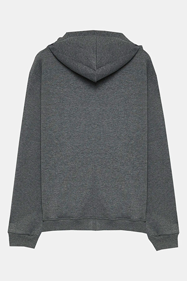 Gri Kapuşonlu Erkek Sweatshirt 2
