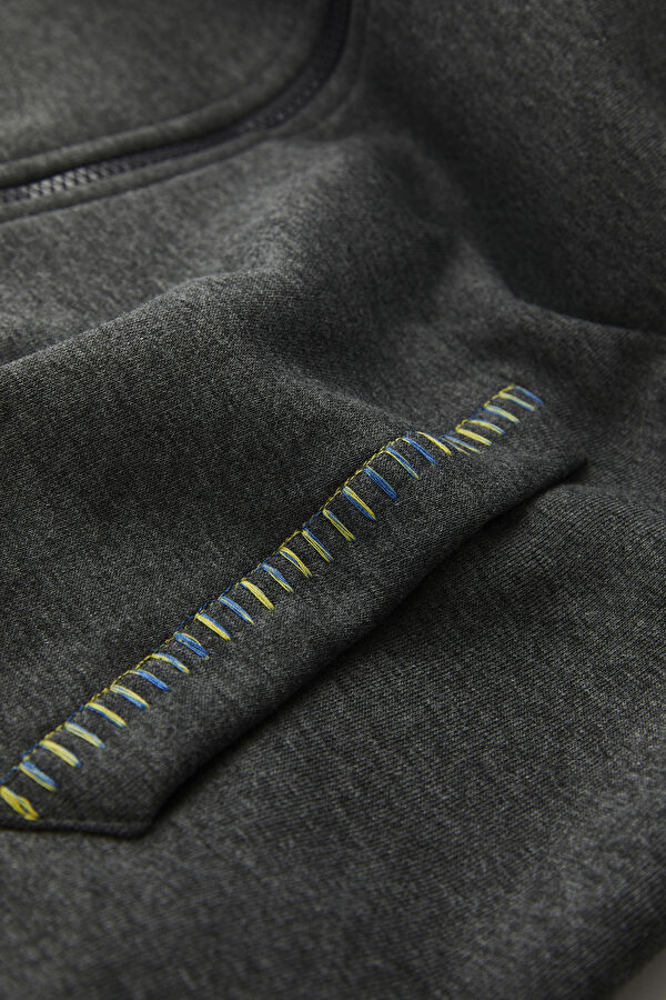 Gri Kapuşonlu Erkek Sweatshirt 3