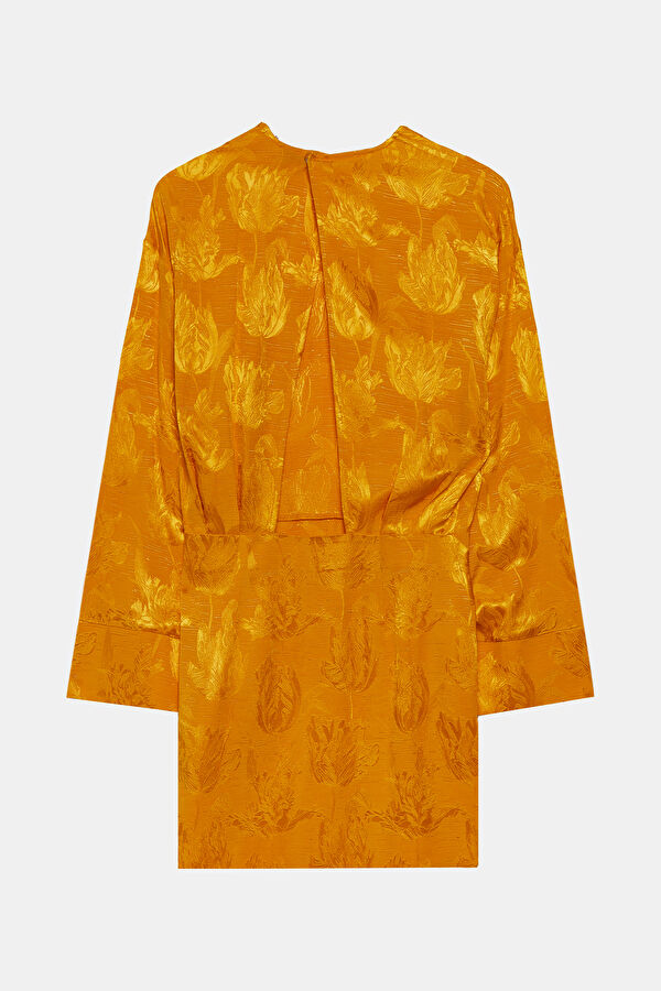 Orange Jacquard Women's Dress 2