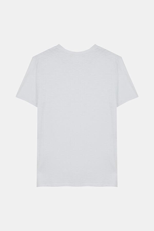 Beyaz Bisiklet Yaka T-Shirt 5