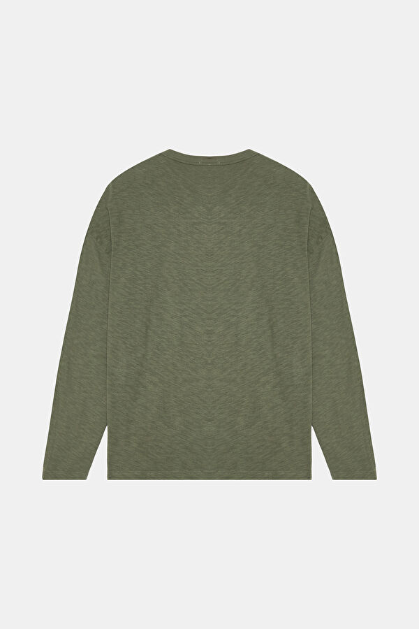 Haki Düğmeli Yaka T-Shirt 2