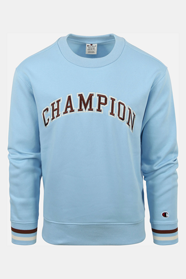 Relax Kalıp Bisiklet Yaka Açık Mavi Sweatshirt