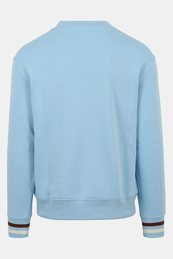Relax Kalıp Bisiklet Yaka Açık Mavi Sweatshirt 2