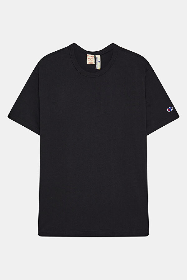 Relax Kalıp Siyah Bisiklet Yaka T-Shirt