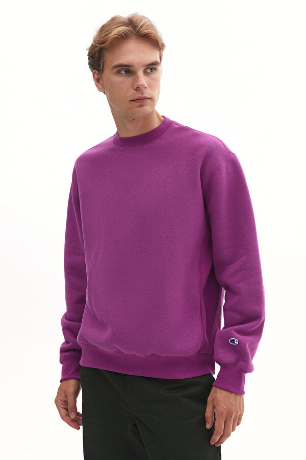 Mor Relax Kalıp Bisiklet Yaka Sweatshirt