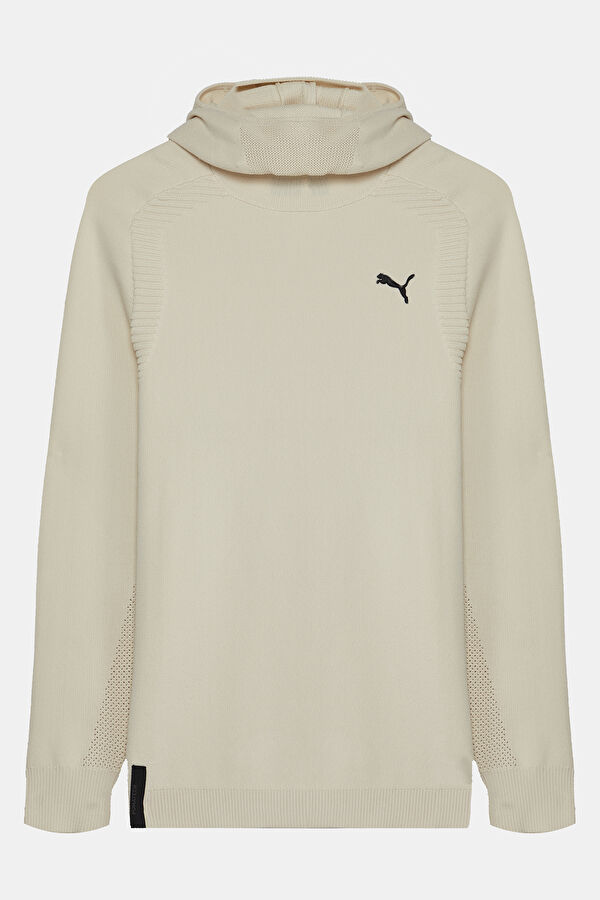Krem Relax Kalıp Kapuşonlu Erkek Sweatshirt