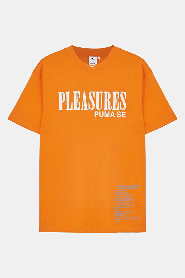 Pleasures Relax Kalıp Turuncu Bisiklet Yaka Baskılı T-Shirt