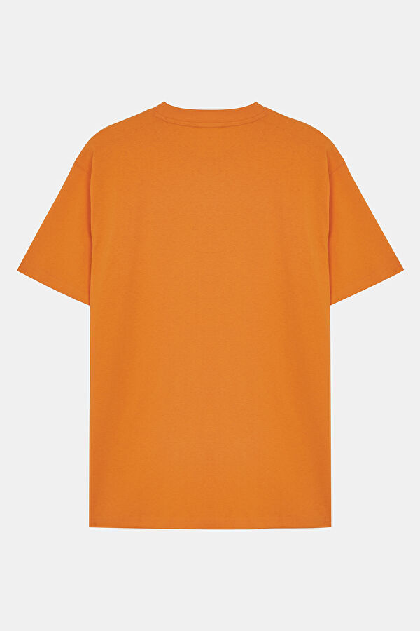 Pleasures Relax Kalıp Turuncu Bisiklet Yaka Baskılı T-Shirt 2