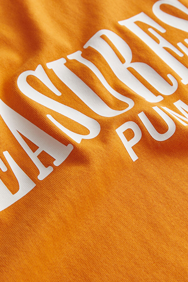 Pleasures Relax Kalıp Turuncu Bisiklet Yaka Baskılı T-Shirt 4