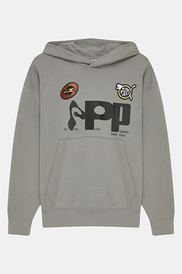 PAM Gri Relax Kalıp Kapüşonlu Erkek Sweatshirt