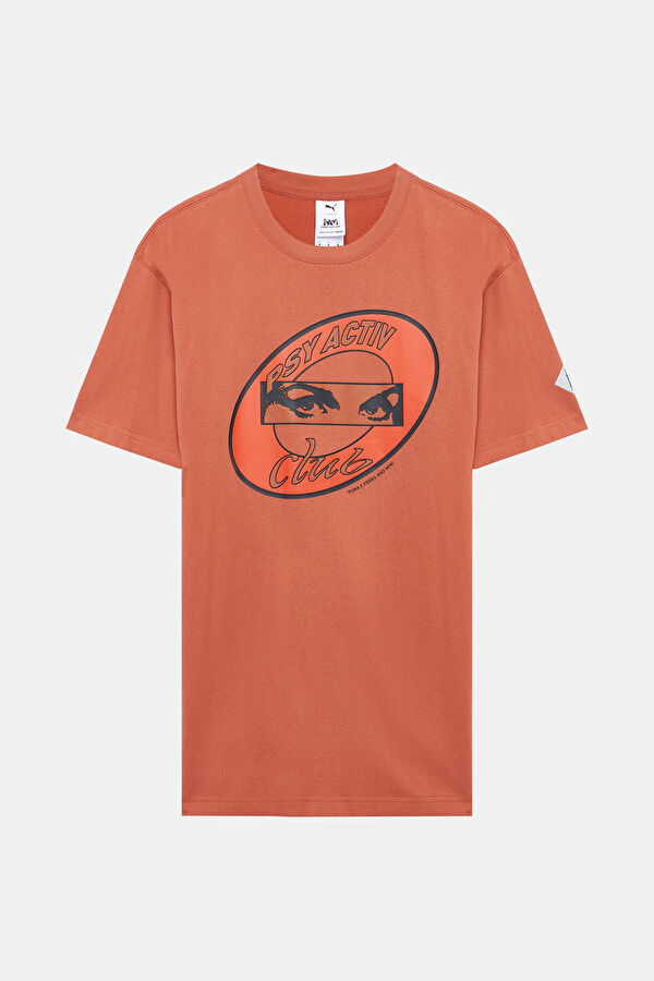P.A.M. Relax Kalıp Kırmızı Bisiklet Yaka Baskılı T-Shirt