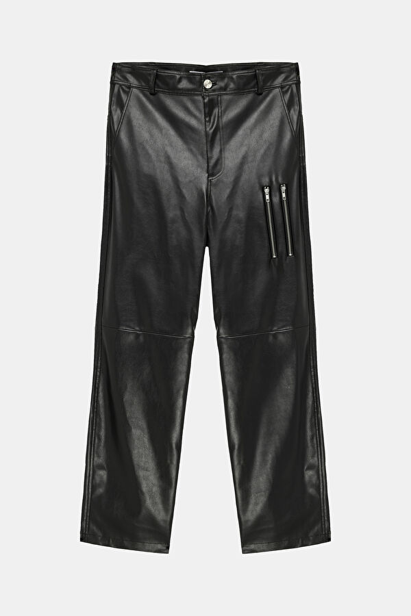 Black Straight Leg Men's Trousers