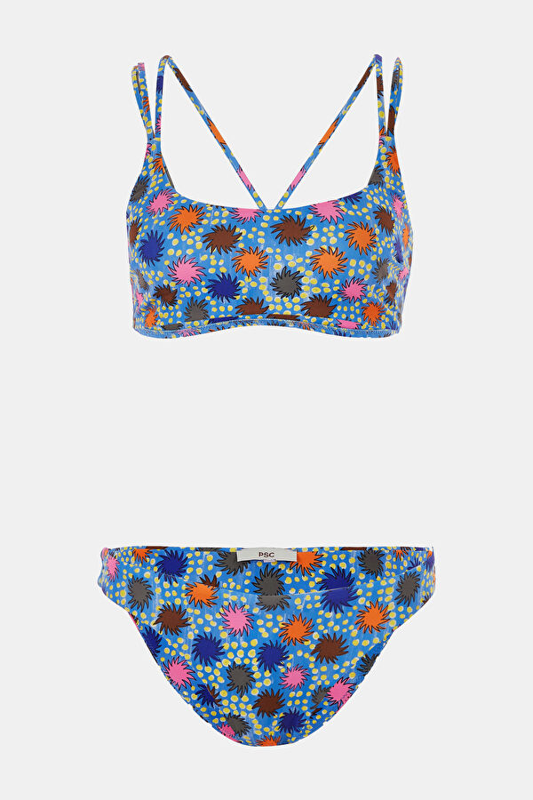 Mavi Desenli Kadın Bikini