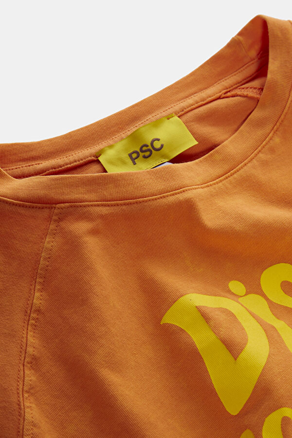 Orange Printed Bicycle Collar Tshirt 3