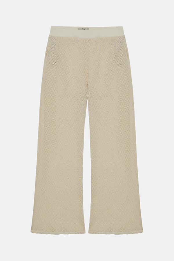 Cream Wide Leg Women's Trousers