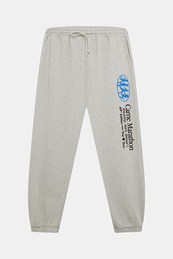 Oversize Gri Bol Paça Organik Pamuk Spor Erkek Pantolon