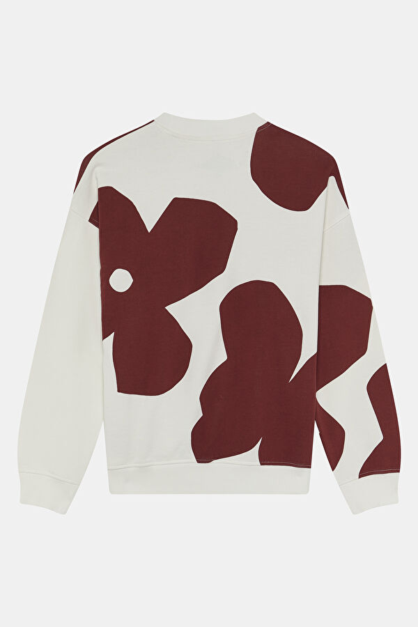 Kırmızı Bisiklet Yaka Kadın Sweatshirt 2
