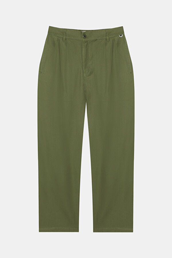 Khaki Straight Leg Women's Trousers 3