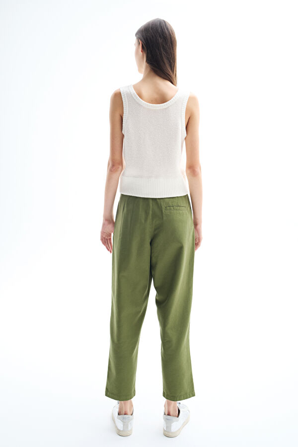 Khaki Straight Leg Women's Trousers 2