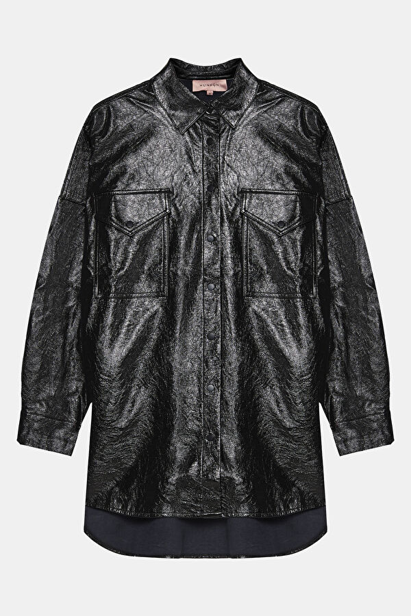 Black Mandarin Collar Women's Shirt