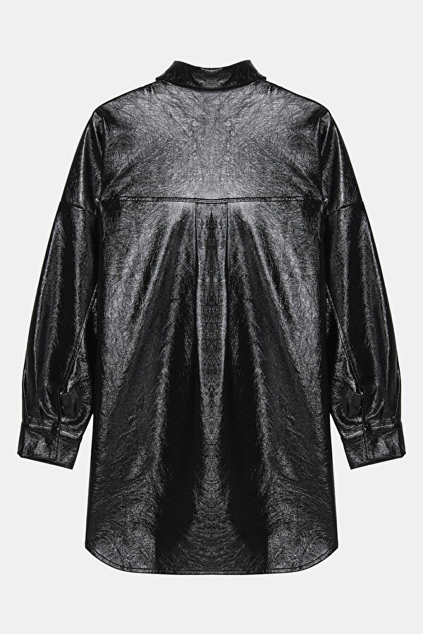 Black Mandarin Collar Women's Shirt 2