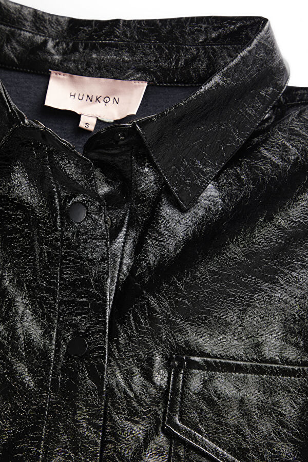 Black Mandarin Collar Women's Shirt 3