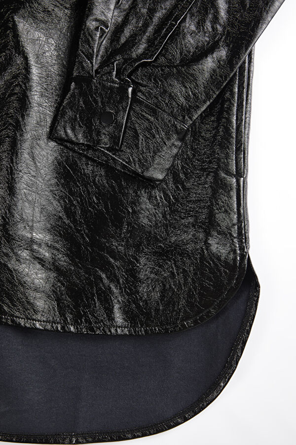 Black Mandarin Collar Women's Shirt 4