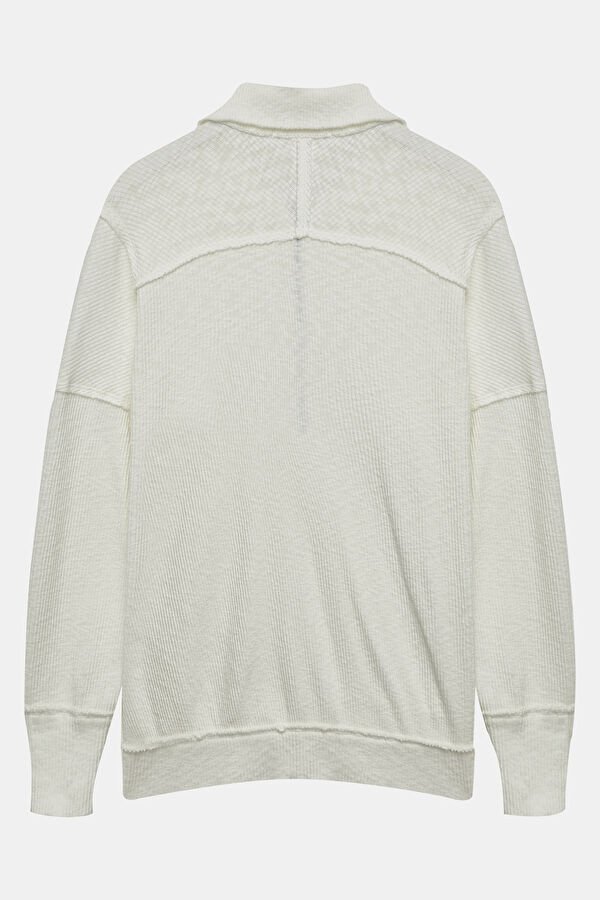 Beyaz Relax Kalıp Sweatshirt 2