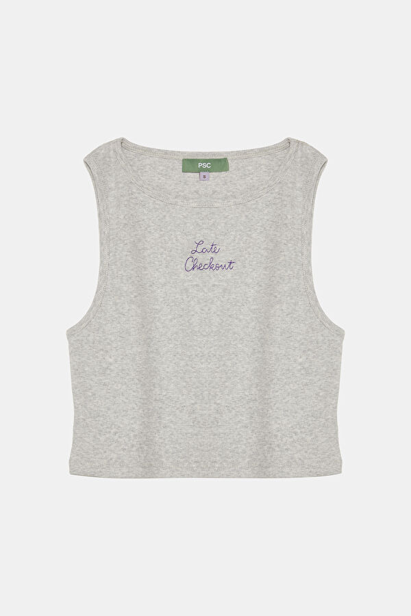 Gri Bisiklet Yaka T-Shirt
