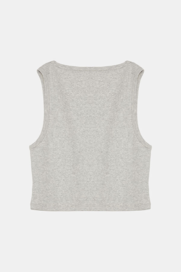 Gri Bisiklet Yaka T-Shirt 2