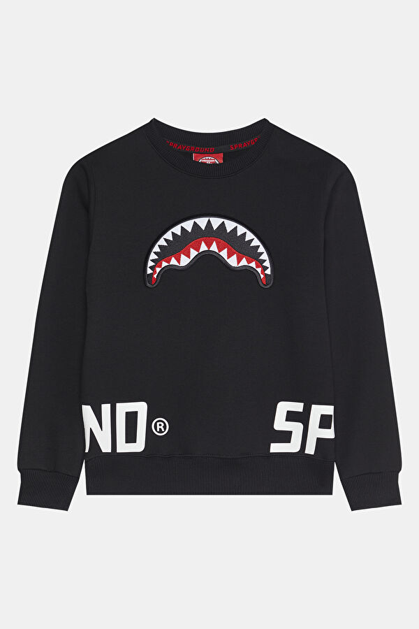 Black Printed Bicycle Collar Sweatshirt