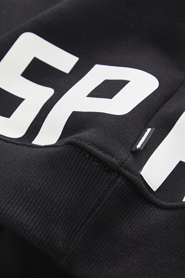 Black Printed Bicycle Collar Sweatshirt 4