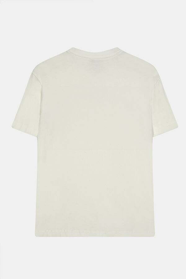 Relax Kalıp Beyaz O Yaka Baskılı T-Shirt 4