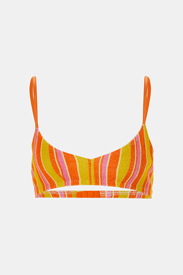 Turuncu Çizgili Desenli Kadın Bralet