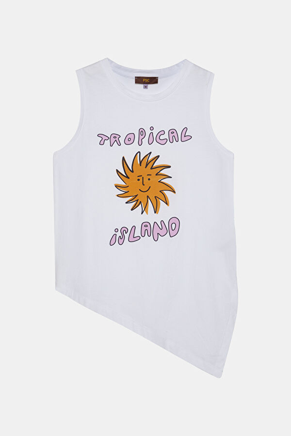 White Printed Bicycle Collar Blouse