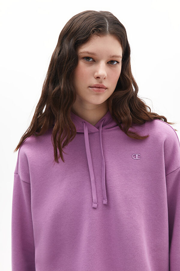Mor Relax Kalıp Kapuşonlu Sweatshirt