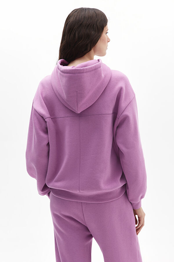 Mor Relax Kalıp Kapuşonlu Sweatshirt 2