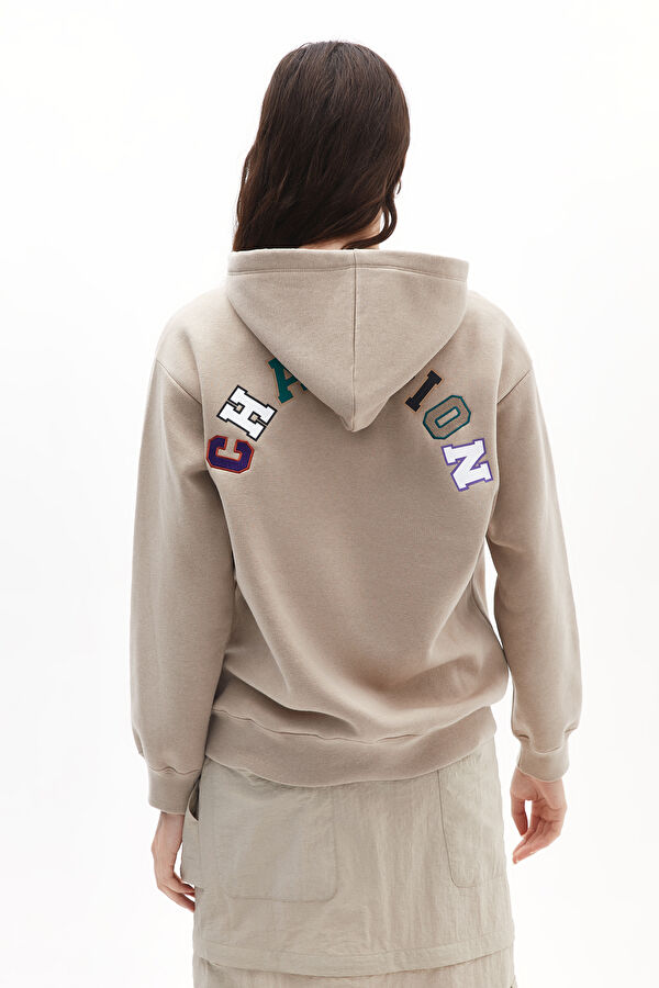 Bej Kapuşonlu Sweatshirt 3