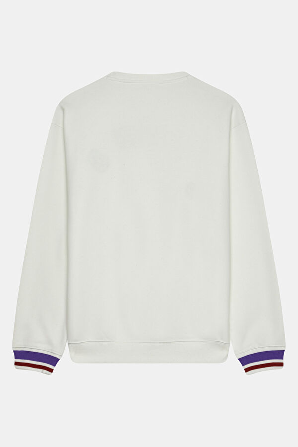 Beyaz Bisiklet Yaka Sweatshirt 2