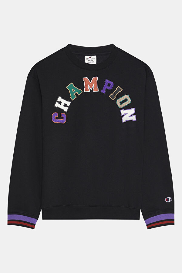 Siyah Bisiklet Yaka Sweatshirt