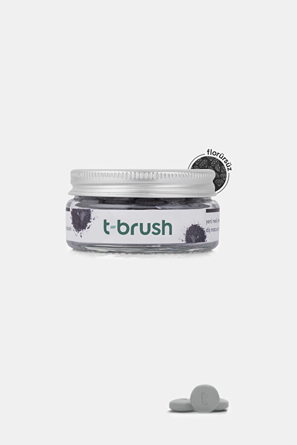 T-Brush Aktif Kömürlü Florürsüz Glutensiz Beyazlatıcı Doğal Diş Macunu Tableti - 90 Tablet