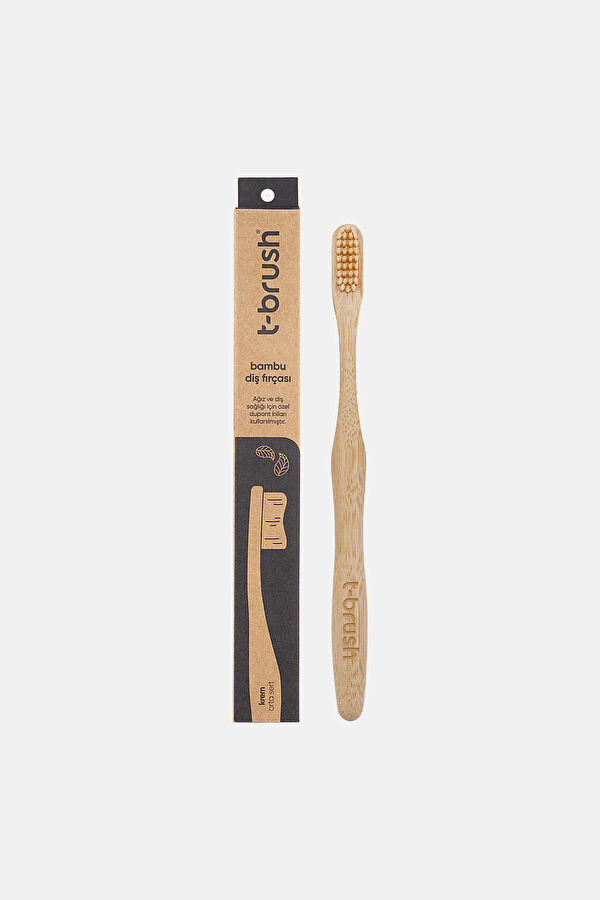 Vegan Bambu Doğal Orta Sert Krem Rengi Diş Fırçası 2